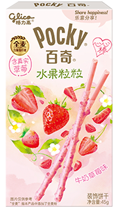 45g  Pocky Milk Cream Covered Biscuit Sticks with Real Strawberry Flakes (Coating Type)
